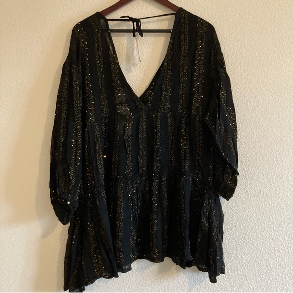 NWT L*Space Byron Metallic Thread Gold Shimer Tunic Dress in Size Small - Picture 13 of 13